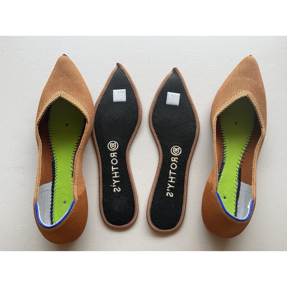 Rothy's The Point Knit Flats Brown Cognac Ballet Shoes 6.5 - Picture 10 of 12